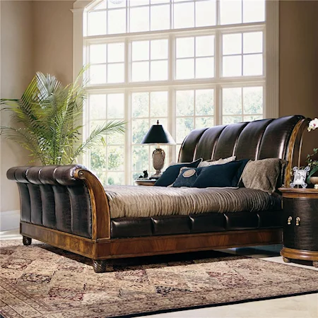 California King Upholstered Sleigh Bed